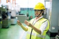 Inspector using tablet in manufactoring  factory Royalty Free Stock Photo