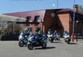 Inspectors of traffic police on BMW motorbikes to go to patrol the roads. Royalty Free Stock Photo