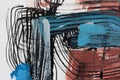 Inspiration from black ink and watercolor blue and brown. Abstract art background. Fragment of artwork.