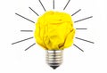 Inspiration concept crumpled paper light bulb metaphor for good Royalty Free Stock Photo