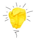 Inspiration concept crumpled paper light bulb metaphor for good idea Royalty Free Stock Photo