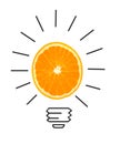 Inspiration concept of orange as light bulb metaphor for idea Royalty Free Stock Photo