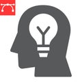 Inspiration glyph icon, lightbulb and brainstorm, creativity sign vector graphics, editable stroke solid icon, eps 10.