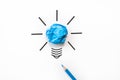 Inspiration and great idea concept. light bulb with crumpled Royalty Free Stock Photo