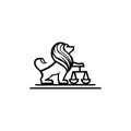 Line and silhouette lions for arms Royalty Free Stock Photo