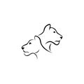 Line and silhouette lions for arms Royalty Free Stock Photo