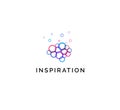 Inspiration icon, colorful circles, bubbles in human brain. Dotted logo template, flat minimal style emblem. Concept