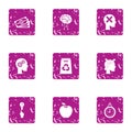 Inspiration icons set, grunge style