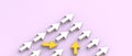 Inspiration idea Creative Yellow - White Arrow success leadership with business concept Changes in mindset on Purple Background