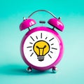Inspiration ideas concepts with light bulb icon icon in alarm clock.Time and dateline