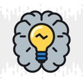 Inspiration or imagination icon. Human brain with a light bulb inside Royalty Free Stock Photo