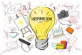 Inspiration Light Bulb Idea Creative Concept Doodle Sketch Hand Draw Background