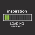 Inspiration loading. Please wait. Flat design illustration on grey background.