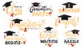 Inspiration and motivation graduation party quotes with graduation cap and scroll of diploma