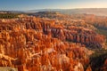 Inspiration Point during beautiful sunrise, with hoodoos - unique rock formations from sandstone made by geological erosion