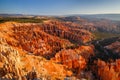 Inspiration Point during beautiful sunrise, with hoodoos - unique rock formations from sandstone made by geological erosion Bryce