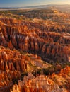 Inspiration Point during beautiful sunrise, with hoodoos - unique rock formations from sandstone made by geological erosion