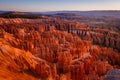 Inspiration Point during beautiful sunrise, with hoodoos - unique rock formations from sandstone made by geological erosion