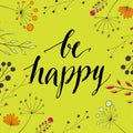 Inspiration quote - be happy - handwritten in