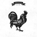 Inspiration quote hipster design label - rooster