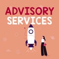 Hand writing sign Advisory Services. Concept meaning Support actions and overcome weaknesses in specific areas