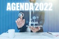 Inspiration showing sign Agenda 2022. Internet Concept list of activities in order which they are to be taken up Man Royalty Free Stock Photo