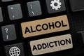 Inspiration showing sign Alcohol Addiction. Word for characterized by frequent and excessive consumption of alcoholic