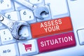 Inspiration showing sign Assess Your Situation. Business overview Judging a situation after sighted all the information