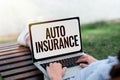 Inspiration showing sign Auto Insurance. Conceptual photo mitigate costs associated with getting into an auto accident