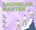 Inspiration showing sign Bachelor Master. Word Written on An advanced degree completed after bachelor s is degree