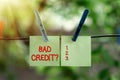 Inspiration showing sign Bad Credit Question. Internet Concept a bad credit score due to nonpayment of loans Thinking