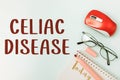 Text caption presenting Celiac Disease. Conceptual photo Small intestine is hypersensitive to gluten Digestion problem Royalty Free Stock Photo