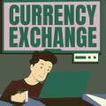 Handwriting text Currency ExchangeProcess of changing one currency into another ForEx. Word for Process of changing one Royalty Free Stock Photo