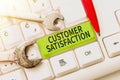 Inspiration showing sign Customer Satisfaction. Word for Exceed Consumer Expectation Satisfied over services Royalty Free Stock Photo