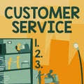 Sign displaying Customer Service. Business concept direct interaction with the consumers offering support Office