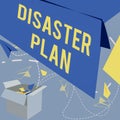 Inspiration showing sign Disaster Plan. Word for Respond to Emergency Preparedness Survival and First Aid Kit Open Box Royalty Free Stock Photo