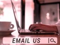 Writing displaying text Email Us. Word for Sending a commercial message to a group of people using mail