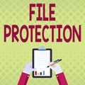 Text caption presenting File Protection. Business approach Preventing accidental erasing of data using storage medium
