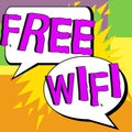 Inspiration showing sign Free Wifi. Internet Concept let you connect to the Internet in public places without paying Royalty Free Stock Photo