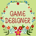 Inspiration showing sign Game Designer. Internet Concept Campaigner Pixel Scripting Programmers Consoles 3D Graphics