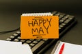 Inspiration showing sign Happy May. Word Written on Happy new month Best wishes Fresh Start Celebrating Holiday Royalty Free Stock Photo