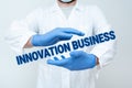 Inspiration showing sign Innovation Business. Word for Introduce New Ideas Workflows Methodology Services Scientist Royalty Free Stock Photo