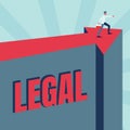 Inspiration showing sign Legal. Business overview Allowable or enforceable by being in conformity with the law Man