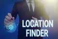 Inspiration showing sign Location Finder. Business approach A service featured to find the address of a selected place