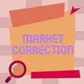 Inspiration showing sign Market Correction. Business idea When prices fall 10 percent from the 52 week high Magnifying