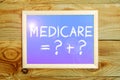 Inspiration showing sign Medicare . Business showcase a policy of the federal government providing health care coverage