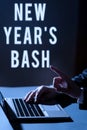 Handwriting text New Year S Bash. Business concept Celebration of the 365 days coming Happy party time Businesswoman Royalty Free Stock Photo