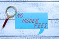 Inspiration showing sign No Hidden Fees. Business approach Tagged price is the one that you pay not additional payments