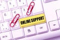 Inspiration showing sign Online Support. Internet Concept Assist customers for their complain Electronic interaction Royalty Free Stock Photo