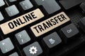 Inspiration showing sign Online Transfer. Word Written on authorizes a fund transfer over an electronic funds transfer